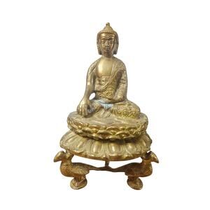 VTG Bronze or Brass Seated Buddha Statue 9.28" X 5.50"